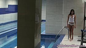 Beautiful Model Teases Her Shaved Pussy with Slow Moves