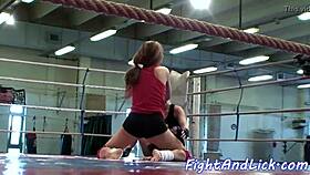 dyke babe gets oral pleasure in locker room