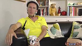 Mature woman in heels gives blowjob to big cock ending in facial