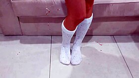 Real stepsister rubbing cock with her new panties, wanna see?