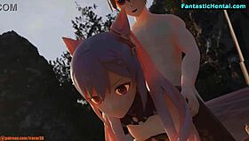 Keqing moans loudly as her tight pussy gets stretched by a massive cock in this hentai finale.