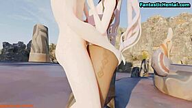 Keqing moans loudly as her tight pussy gets stretched by a massive cock in this hentai finale.