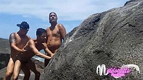 Intense Gay Bareback Action on Rio's Public Beach