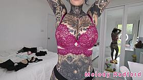 Melody Radford Tries On Black And Purple Lingerie And Micro Bikini