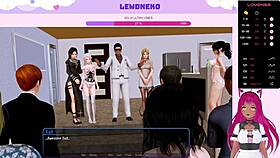 Vtuber Lewdneko casually plays through Harem Hotel part 24, enjoying the game