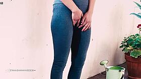 Desperate Asian Tina Locked Out On Balcony