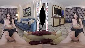 Naughty America - Ivy LeBelle's Curvy Body Swallows in Lingerie with Piercing and Hairy Pussy in POV VR Fuck