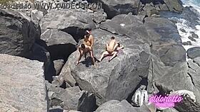 Intense Gay Bareback Action on Rio's Public Beach