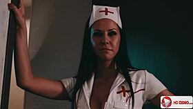 she's stripping and fucking as a porn nurse.