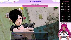 Vtuber Lewdneko casually plays through Harem Hotel part 24, enjoying the game