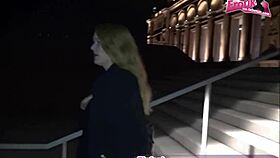 Blonde Girlfriend Getting Facial Cumshot During Outdoor Walk?