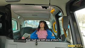 Young girl gets her pussy stretched in a taxi