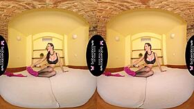 Solo milf cynthia velons is using a vibrator in vr with intense insertion