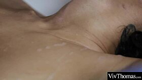 busty beauty licks sexy brunette's big pussy in 69