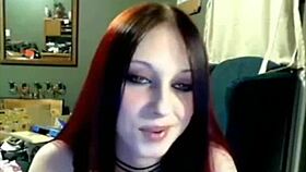 Miss Liz Vicious Performs Cam Show With Big Pink Dildo Masturbation On Her Small Goth Tits