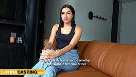 Latina casting - cute 18yo amateur jizzed by gringo in job interview