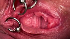 wow, check this macro close-up of my pierced clit and wet pussy... until i pee! 💦