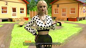 Blonde hottie rides cowgirl in hentai game