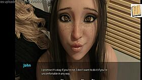 Brunette girlfriend discovers John's secret in homemade 3D anime