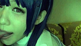 Japanese idol cosplayer in hentai cosplay gets creampied in doggystyle