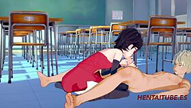 boku no hero boruto naruto hentai 3d - bakugou katsuki & sarada uzumaki sex at school - animation hard sex manga