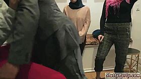 Arab nymphs at party try group activity