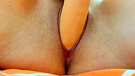 Excited stepsister stayed home alone after school and brought herself to multiple orgasms with a big dildo