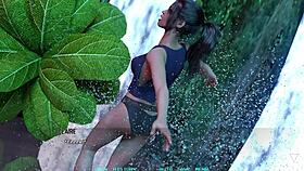 curvy mature splashing water at girls in 3d game