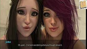 Brunette girlfriend discovers John's secret in homemade 3D anime