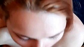 Point of view blowjob with woman on knees