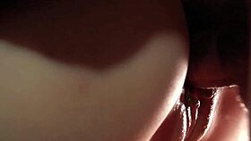 slow motion fetish with red lipstick cum close up