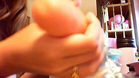 Diapered slave gets dirty as he serves his mistress