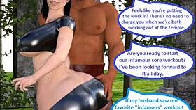 Hey, in this 3D comic, a hotwife cuckolds her husband with a rough personal trainer.