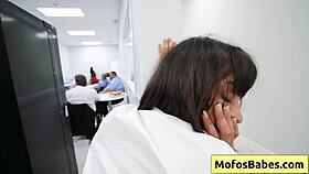 busty brunette office milf sasha pearl sucks parker ambrose's huge dick in the office 😏