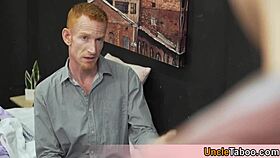 Redhead uncle gets it hard in both holes again