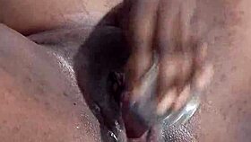 Black whore squirts like a waterfall during fucking!
