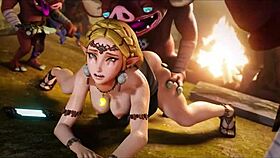 Zelda's big tits bounce as monster cock pounds her ass in 3D anime hardcore!