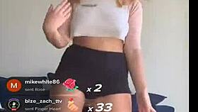 bouncing blonde titties in shorts and bra during workout