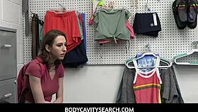 shoplifter tristan summer sucks the officer's cock and takes it into her cunt at the office.