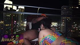 ariel love sucks and fucks huge dick on balcony with interracial facial