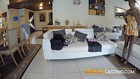 Hot Ebony Teen 18+ Model Teases Big Cock Producer in Swimsuit