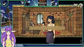 check out these big tits in the witch trainer game