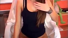 Hot girl in heels fingers pussy