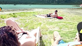 Caught this voyeur jerking on the beach while I touched myself! 😳