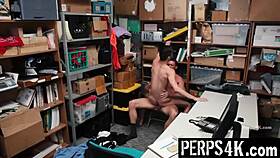 shoplifting twink gets strip searched by gay bodybuilder officer in backroom