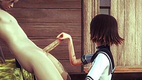 does mia get jerked and creampied in this uncensored hentai game?