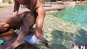 avery jane lounged by the pool, getting her ass fucked hard by a monster cock