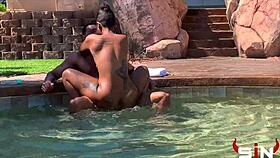 avery jane lounged by the pool, getting her ass fucked hard by a monster cock