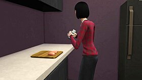 Japanese stepmom catches stepson masturbating, then fucks him horny.