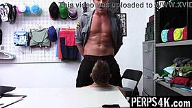 Gay lp officer punishes muscular bodybuilder with big cock bareback in office